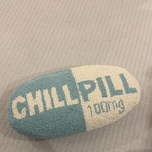 Blue and White Chill Pill Decorative Pillow